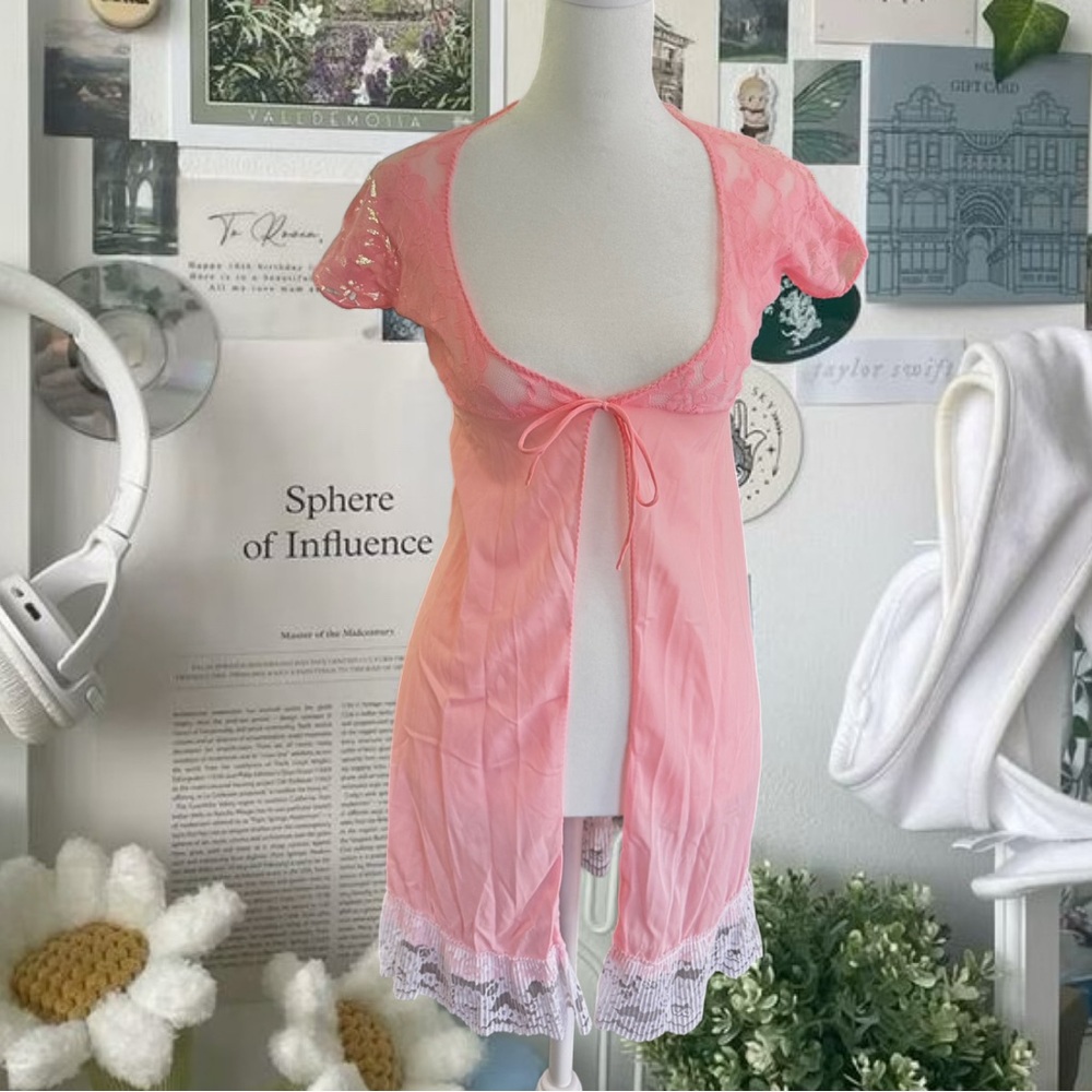 JCPenney Pink Lace-Trim Chemise